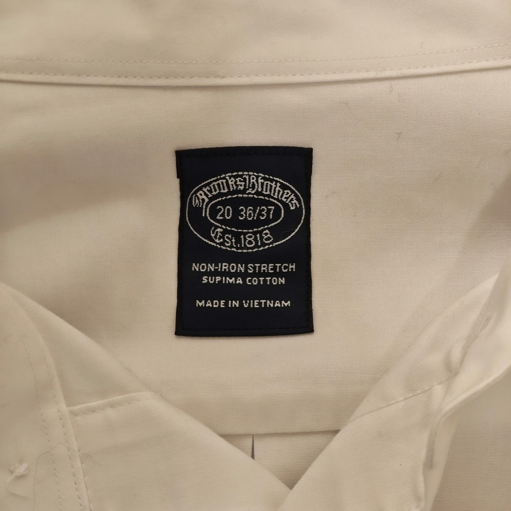 Brooks Brothers Madison Fit Non-Iron Supima Cotton White Dress Shirt 20 36/37 - Picture 2 of 7